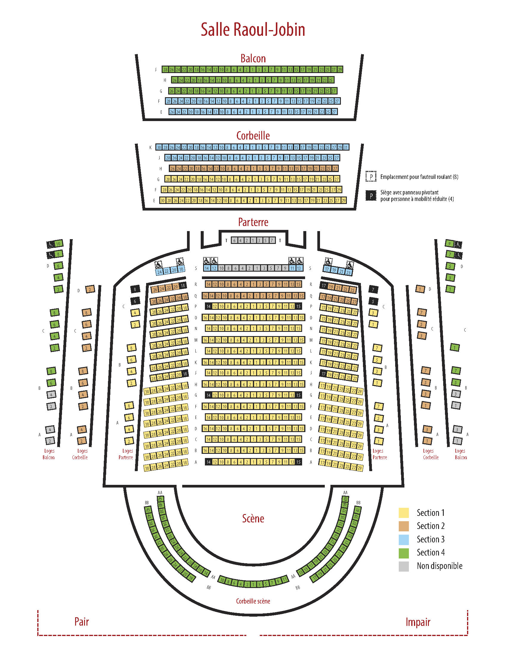 Club musical de Québec - Plan de la Salle Raoul Jobin du Palais Montcalm