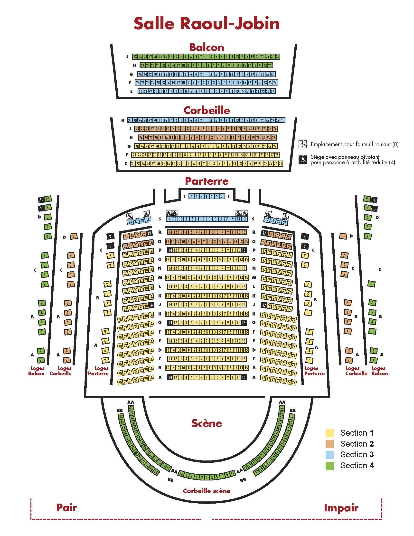 Club musical de Québec - Plan de la Salle Raoul Jobin du Palais Montcalm